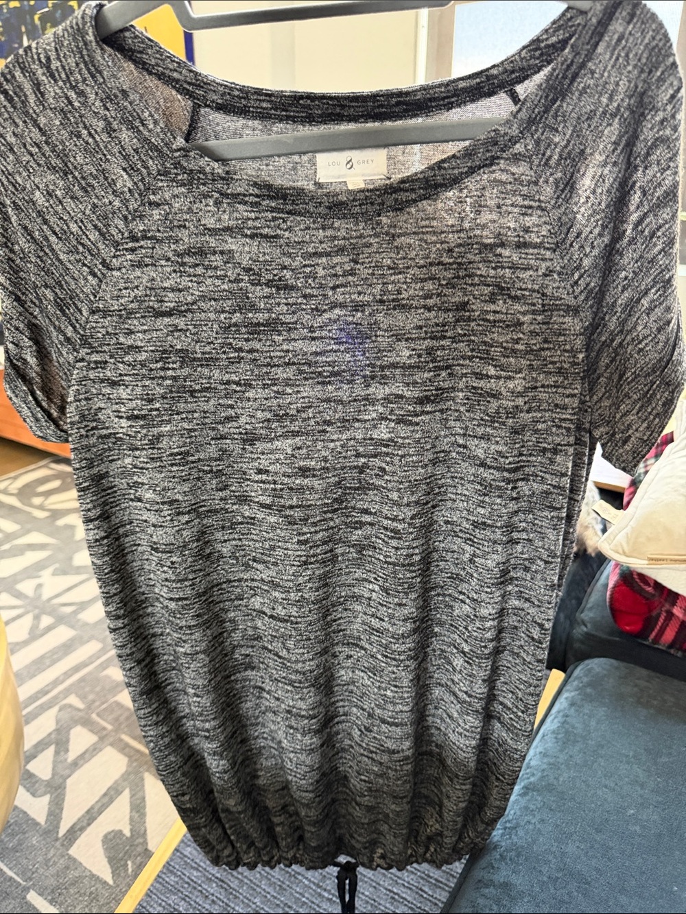 Lou & Grey Black Heather Short-Sleeve Drawstring Tunic